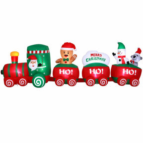 Jingle Jollys Christmas Inflatable Santa Train 3.6M Length LED Decorations Illuminated - SportZone.co.nz