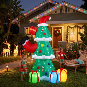 Jingle Jollys Christmas Inflatable Santa Tree 2.5M Height Flashing Light Decorations Illuminated - SportZone.co.nz