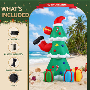 Jingle Jollys Christmas Inflatable Santa Tree 2.5M Height Flashing Light Decorations Illuminated - SportZone.co.nz