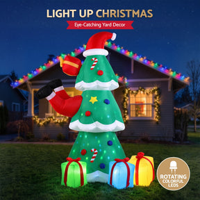 Jingle Jollys Christmas Inflatable Santa Tree 2.5M Height Flashing Light Decorations Illuminated - SportZone.co.nz