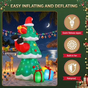 Jingle Jollys Christmas Inflatable Santa Tree 2.5M Height Flashing Light Decorations Illuminated - SportZone.co.nz
