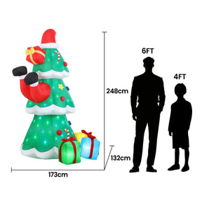 Jingle Jollys Christmas Inflatable Santa Tree 2.5M Height Flashing Light Decorations Illuminated - SportZone.co.nz