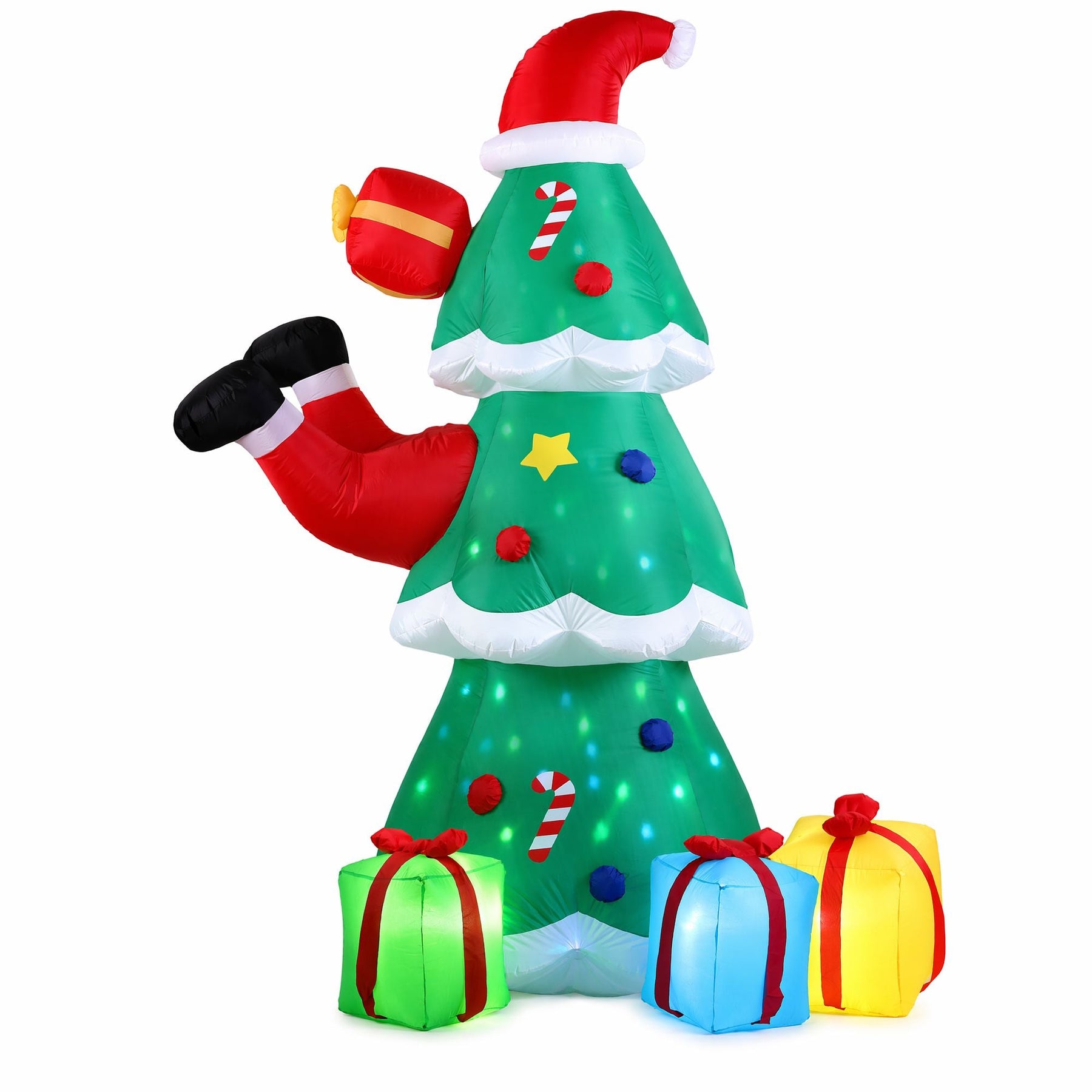 Jingle Jollys Christmas Inflatable Santa Tree 2.5M Height Flashing Light Decorations Illuminated - SportZone.co.nz