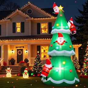 Jingle Jollys Christmas Inflatable Santa Tree 5M Illuminated Decorations - SportZone.co.nz