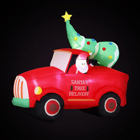 Jingle Jollys Christmas Inflatable Santa Truck 1.6M Height LED Decorations Illuminated - SportZone.co.nz