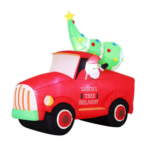 Jingle Jollys Christmas Inflatable Santa Truck 1.6M Height LED Decorations Illuminated - SportZone.co.nz