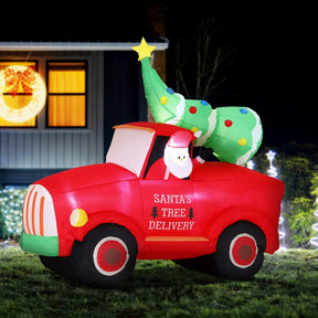 Jingle Jollys Christmas Inflatable Santa Truck 1.6M Height LED Decorations Illuminated - SportZone.co.nz