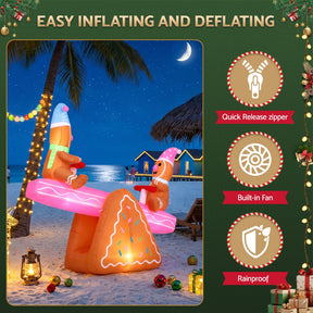 Jingle Jollys Christmas Inflatable Seesaw 1.8M Height LED Outdoor Decorations Illuminated - SportZone.co.nz