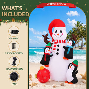 Jingle Jollys Christmas Inflatable Snowman 1.8M Height LED Outdoor Decorations Illuminated - SportZone.co.nz