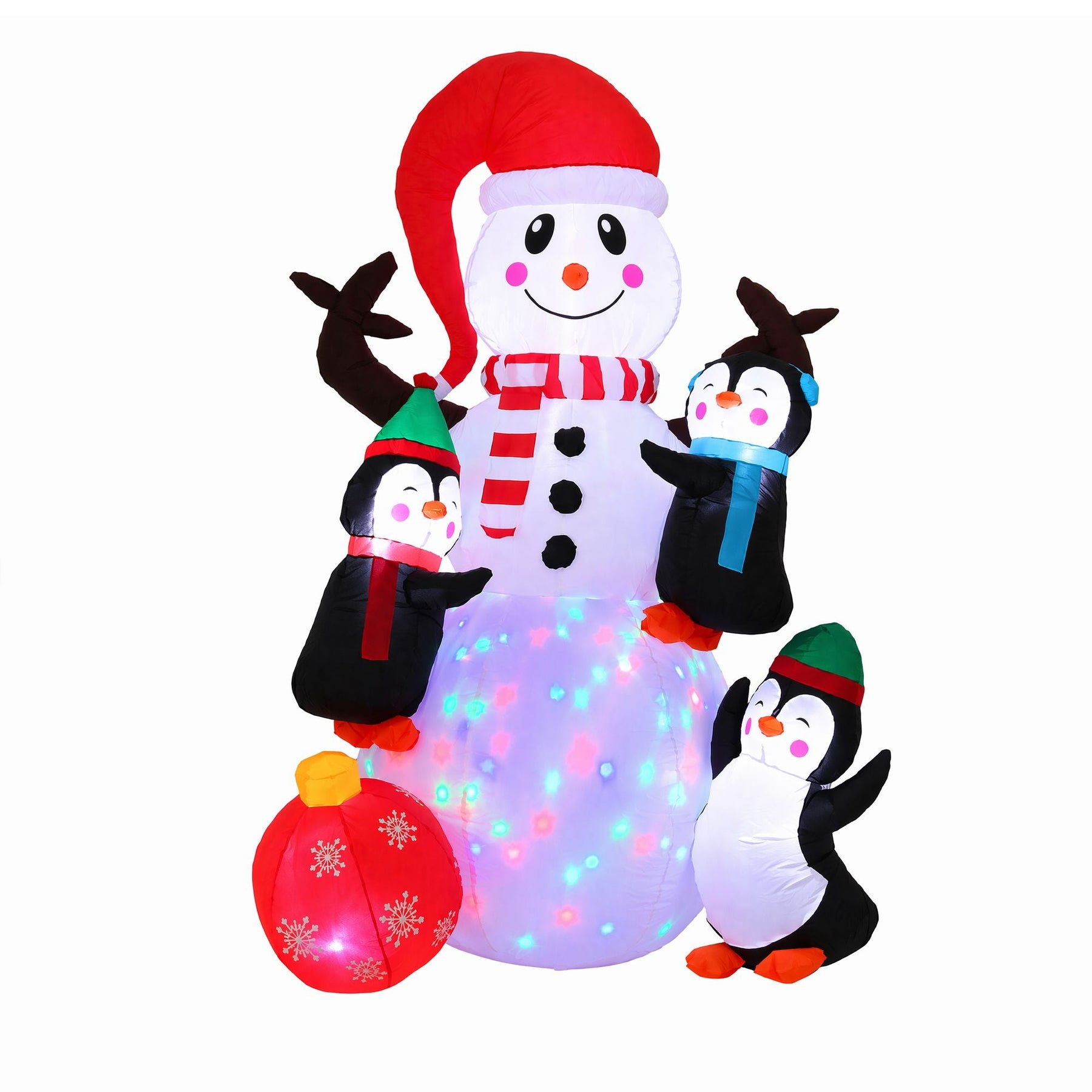 Jingle Jollys Christmas Inflatable Snowman 1.8M Height LED Outdoor Decorations Illuminated - SportZone.co.nz