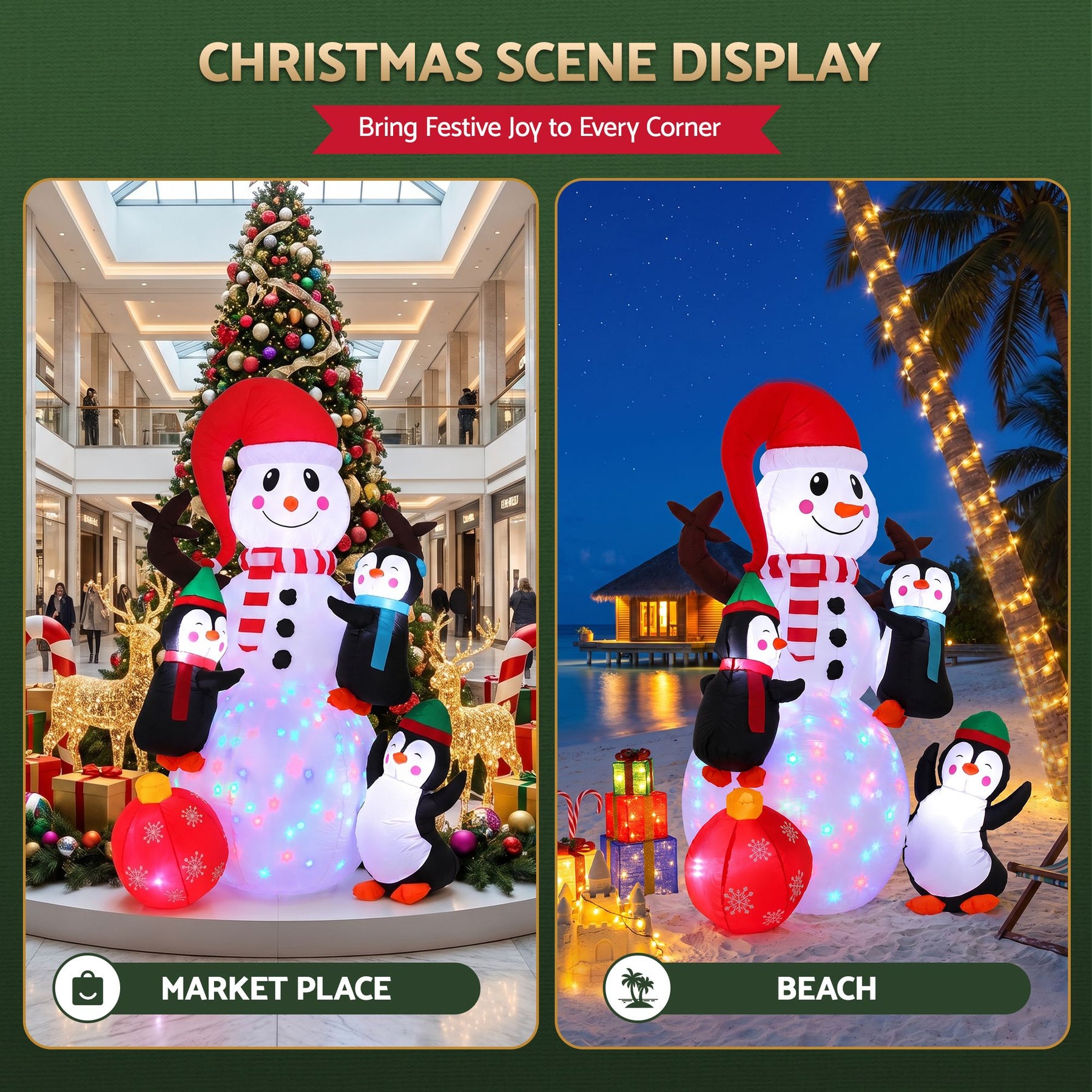 Jingle Jollys Christmas Inflatable Snowman 1.8M Height LED Outdoor Decorations Illuminated - SportZone.co.nz
