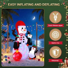 Jingle Jollys Christmas Inflatable Snowman 1.8M Height LED Outdoor Decorations Illuminated - SportZone.co.nz