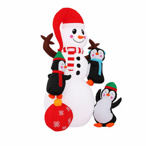 Jingle Jollys Christmas Inflatable Snowman 1.8M Height LED Outdoor Decorations Illuminated - SportZone.co.nz