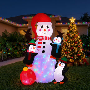 Jingle Jollys Christmas Inflatable Snowman 1.8M Height LED Outdoor Decorations Illuminated - SportZone.co.nz