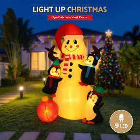 Jingle Jollys Christmas Inflatable Snowman 1.8M Height LED Outdoor Decorations Warm Light - SportZone.co.nz