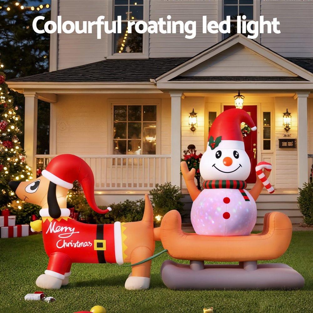Jingle Jollys Christmas Inflatable Snowman Dog 4.2M Tall Outdoor Decorations Illuminated - SportZone.co.nz