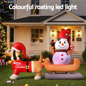 Jingle Jollys Christmas Inflatable Snowman Dog 4.2M Tall Outdoor Decorations Illuminated - SportZone.co.nz