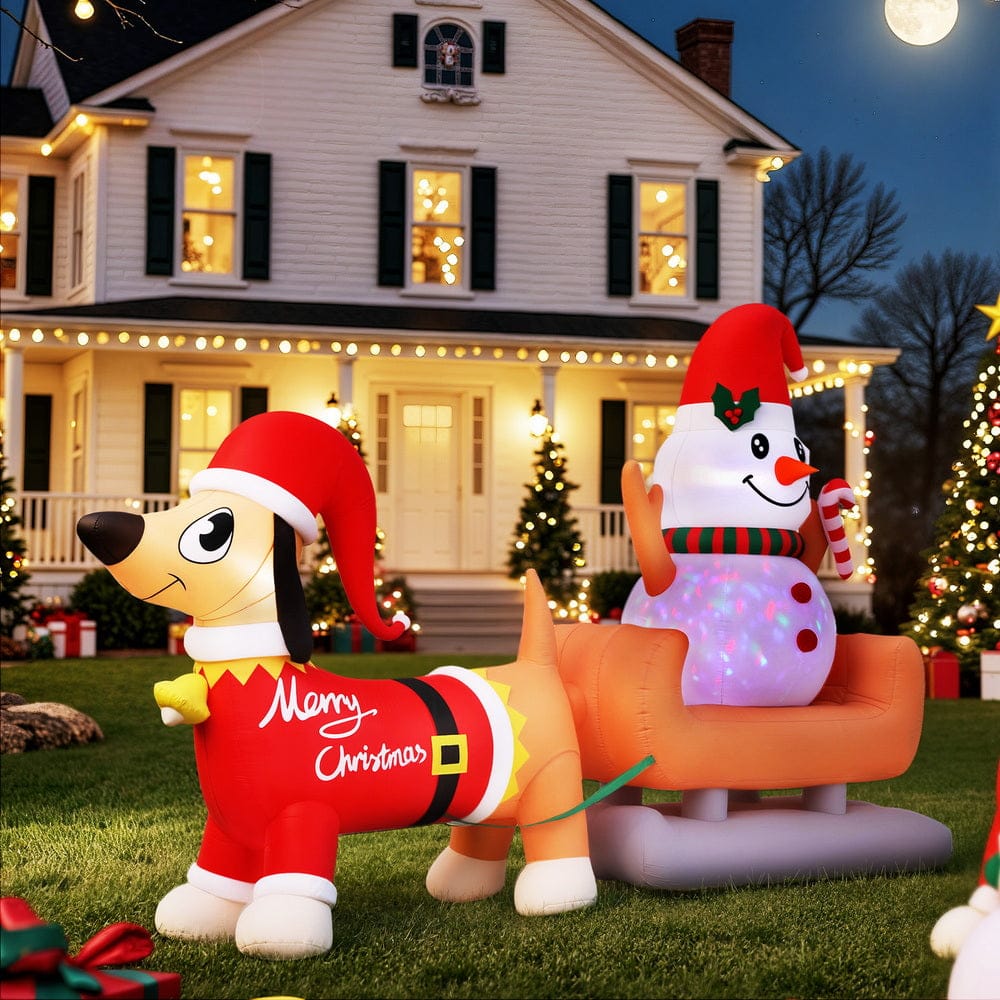 Jingle Jollys Christmas Inflatable Snowman Dog 4.2M Tall Outdoor Decorations Illuminated - SportZone.co.nz