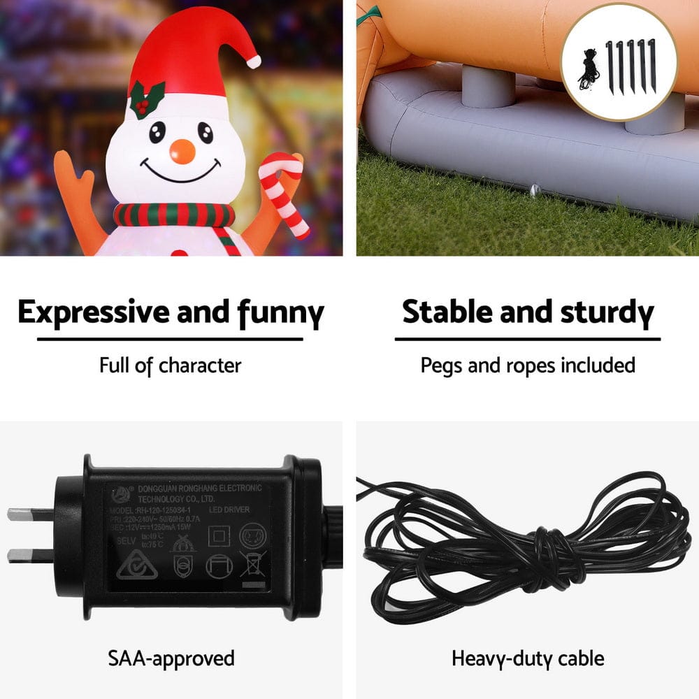 Jingle Jollys Christmas Inflatable Snowman Dog 4.2M Tall Outdoor Decorations Illuminated - SportZone.co.nz
