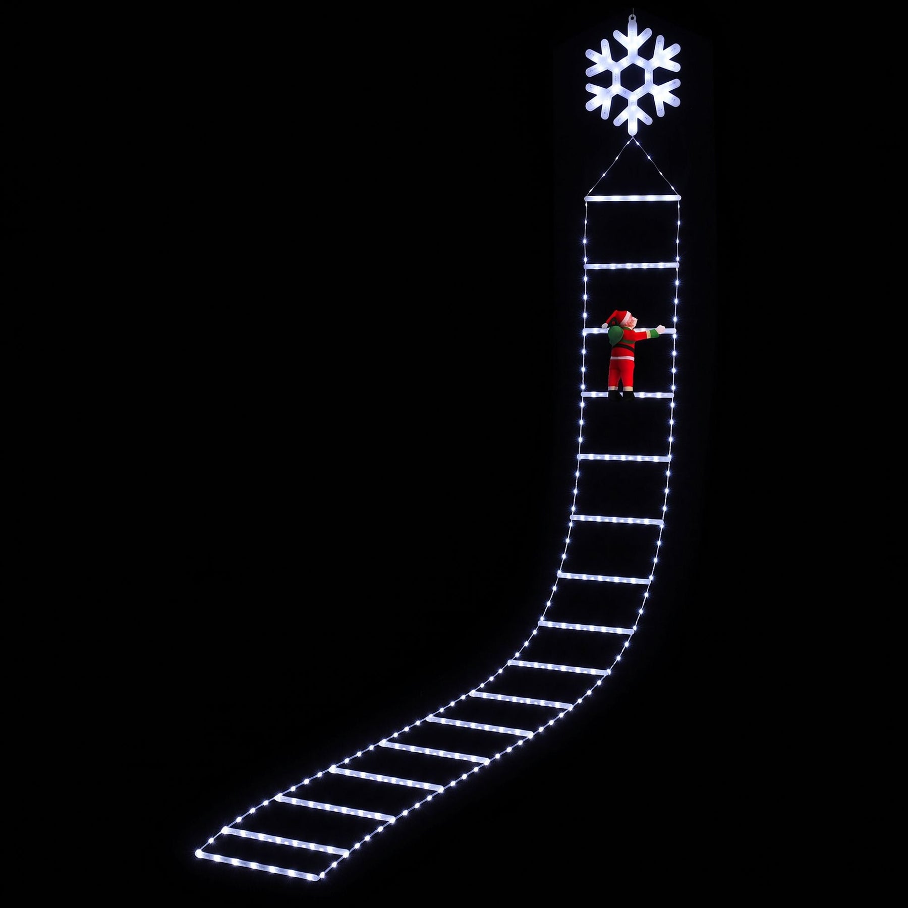 Jingle Jollys Christmas Ladder Lights Santa 3.4m 328LED Hanging Decor Cool White - SportZone.co.nz