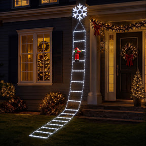 Jingle Jollys Christmas Ladder Lights Santa 3.4m 328LED Hanging Decor Cool White - SportZone.co.nz