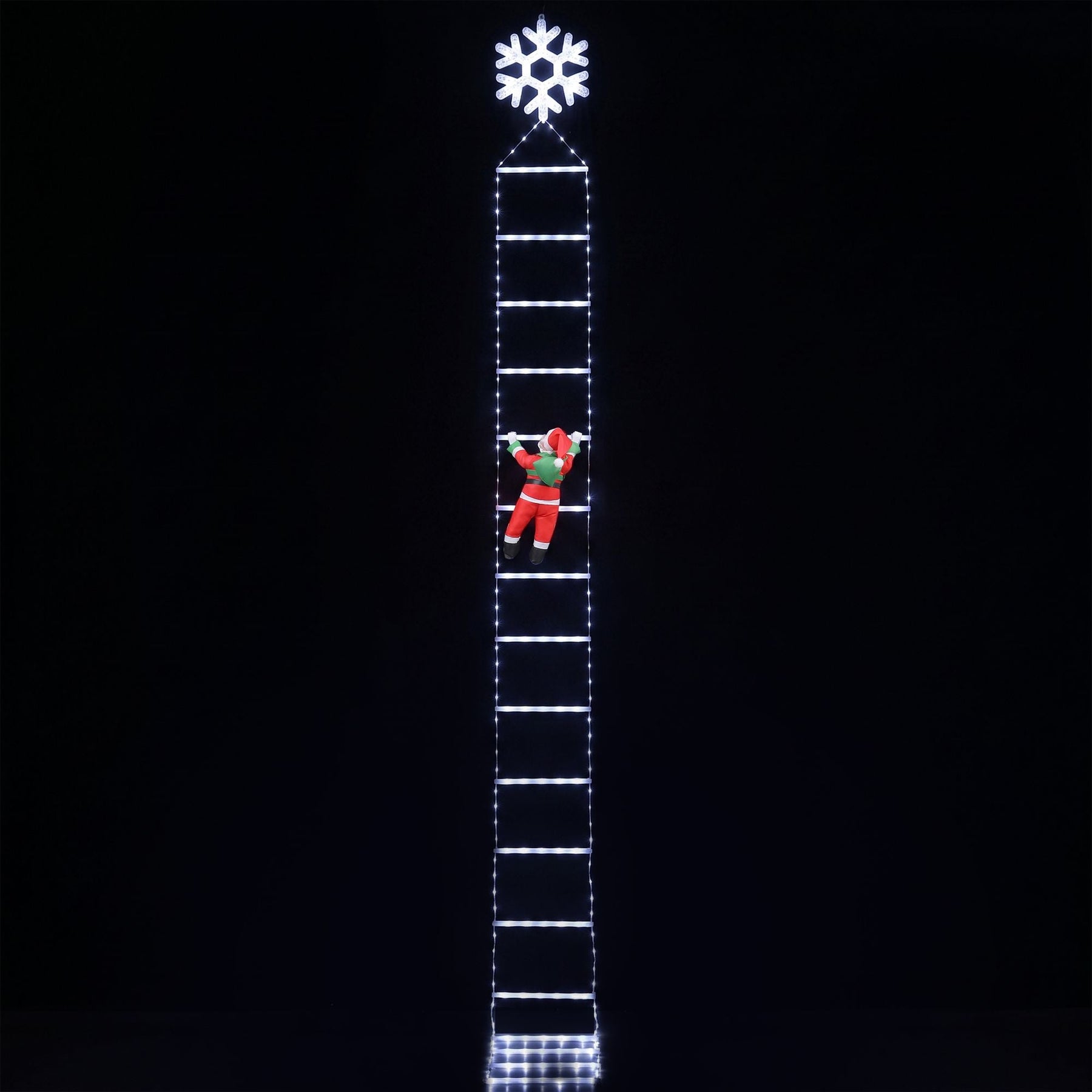 Jingle Jollys Christmas Ladder Lights Santa 3.4m 328LED Hanging Decor Cool White - SportZone.co.nz