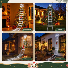 Jingle Jollys Christmas Ladder Lights Santa 3.4m 328LED Hanging Decor Cool White - SportZone.co.nz