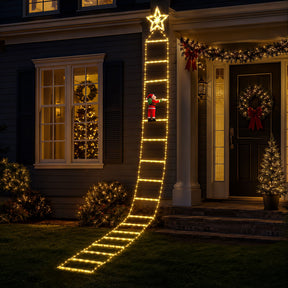 Jingle Jollys Christmas Ladder Lights Santa 3.4m 328LED Hanging Decor Warm White - SportZone.co.nz