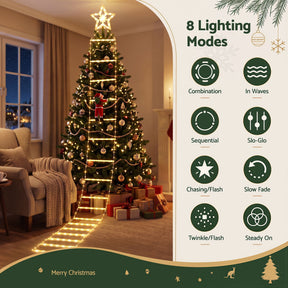 Jingle Jollys Christmas Ladder Lights Santa 3.4m 328LED Hanging Decor Warm White - SportZone.co.nz