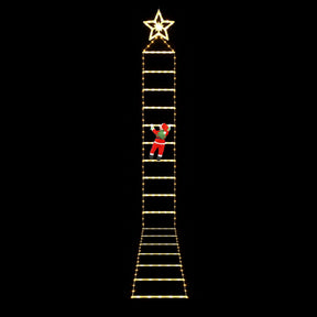 Jingle Jollys Christmas Ladder Lights Santa 3.4m 328LED Hanging Decor Warm White - SportZone.co.nz