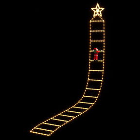 Jingle Jollys Christmas Ladder Lights Santa 3.4m 328LED Hanging Decor Warm White - SportZone.co.nz