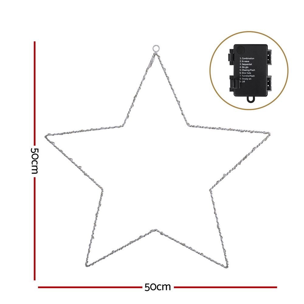 Jingle Jollys Christmas Lights 50cm Star 70 LED Xmas Decorations - SportZone.co.nz