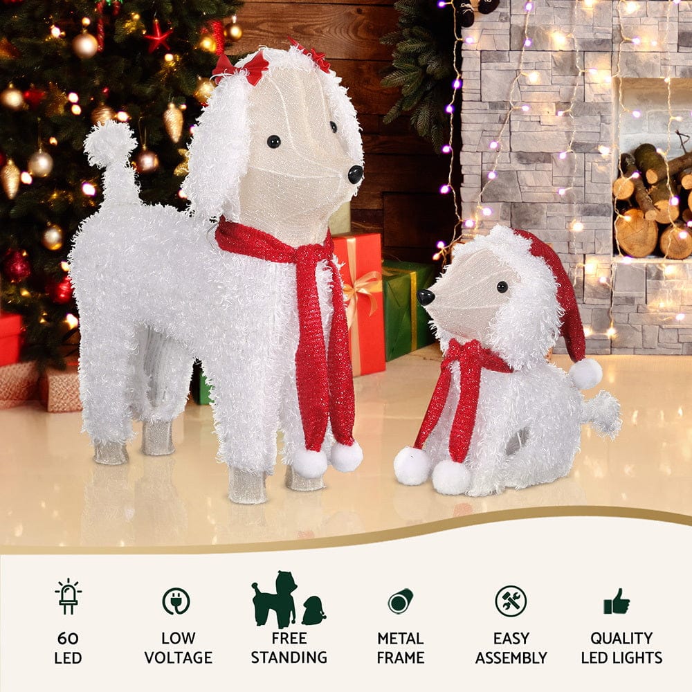 Jingle Jollys Christmas Lights 60 LED Fairy Light 2pcs Dog Decorations Set - SportZone.co.nz