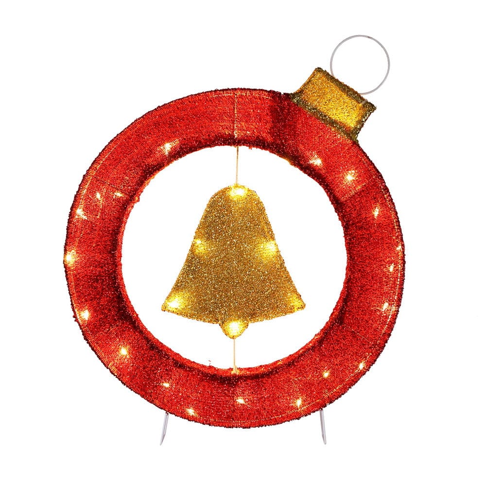 Jingle Jollys Christmas Lights 60cm Motif 30 LED Bell Wreath Xmas Decorations - SportZone.co.nz