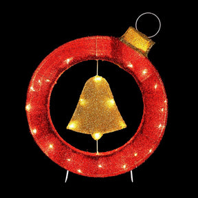 Jingle Jollys Christmas Lights 60cm Motif 30 LED Bell Wreath Xmas Decorations - SportZone.co.nz