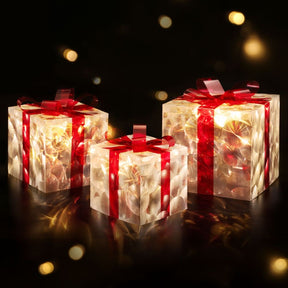 Jingle Jollys Christmas Lights 70 LED Fairy Light Gift Box 3pcs Decorations Red - SportZone.co.nz