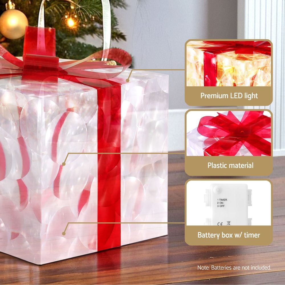 Jingle Jollys Christmas Lights 70 LED Fairy Light Gift Box 3pcs Decorations Red - SportZone.co.nz