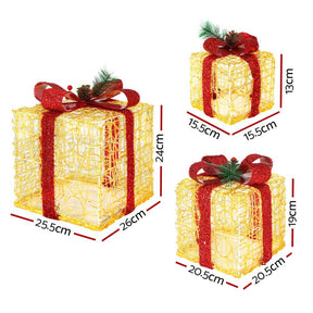 Jingle Jollys Christmas Lights Gift Box Set 3 PCS Set 48 LED Decorations - SportZone.co.nz