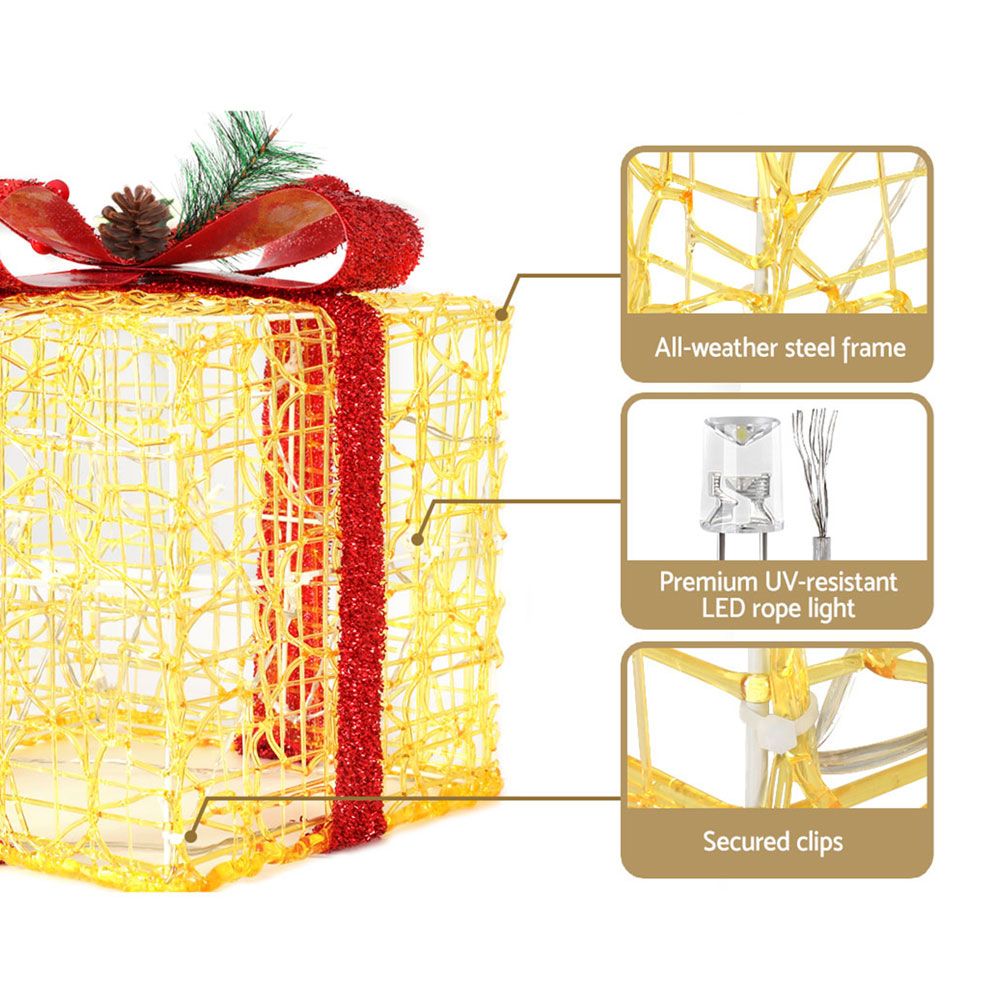 Jingle Jollys Christmas Lights Gift Box Set 3 PCS Set 48 LED Decorations - SportZone.co.nz