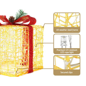 Jingle Jollys Christmas Lights Gift Box Set 3 PCS Set 48 LED Decorations - SportZone.co.nz