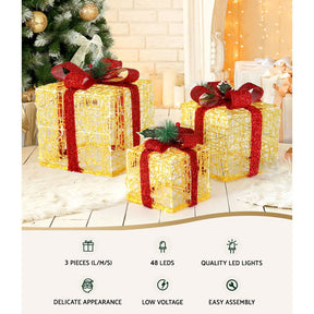Jingle Jollys Christmas Lights Gift Box Set 3 PCS Set 48 LED Decorations - SportZone.co.nz