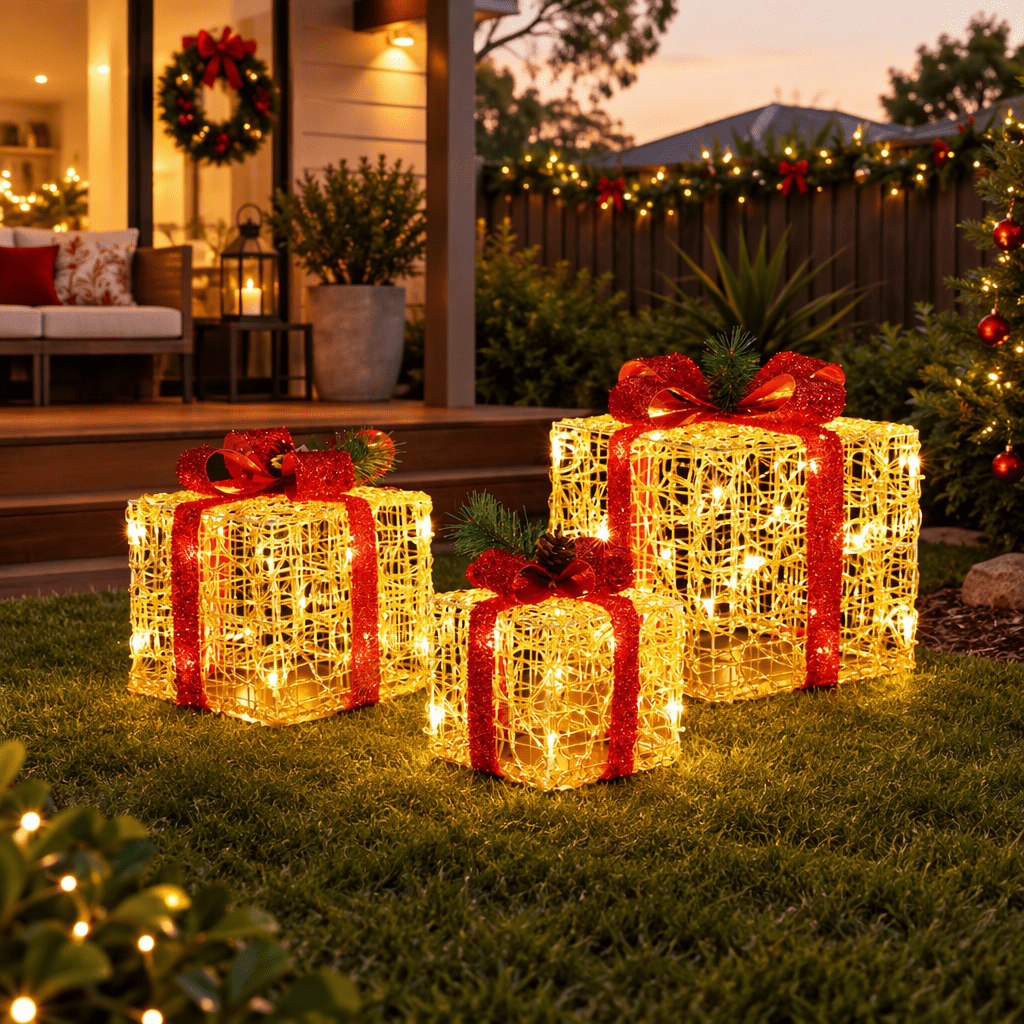 Jingle Jollys Christmas Lights Gift Box Set 3 PCS Set 48 LED Decorations - SportZone.co.nz