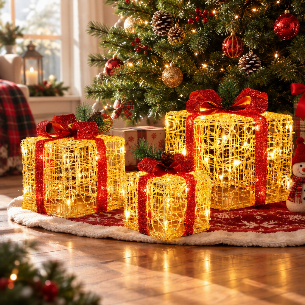 Jingle Jollys Christmas Lights Gift Box Set 3 PCS Set 48 LED Decorations - SportZone.co.nz