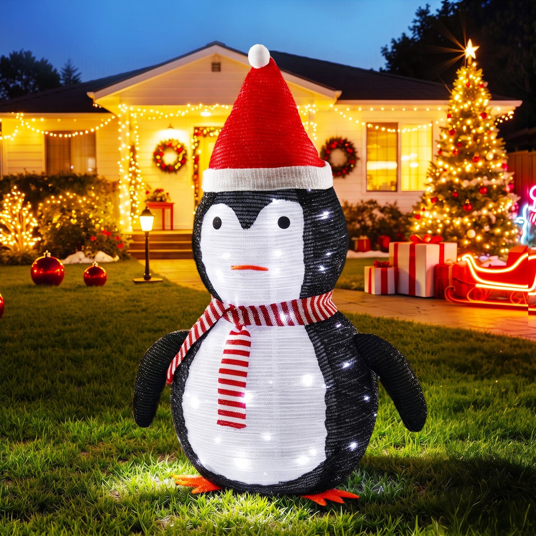 Jingle Jollys Christmas Penguin Light LED Christmas Decoration Pop Up Christmas Display 70cm - SportZone.co.nz