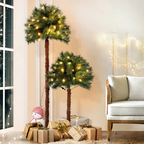 Jingle Jollys Christmas Tree 1.5+1m LED Xmas Palm Tree Party Decorations 2 in 1 - SportZone.co.nz