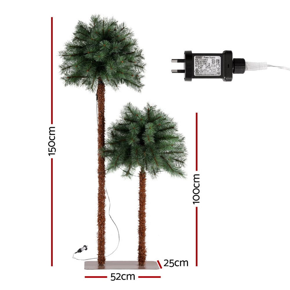 Jingle Jollys Christmas Tree 1.5+1m LED Xmas Palm Tree Party Decorations 2 in 1 - SportZone.co.nz