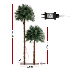 Jingle Jollys Christmas Tree 1.5+1m LED Xmas Palm Tree Party Decorations 2 in 1 - SportZone.co.nz