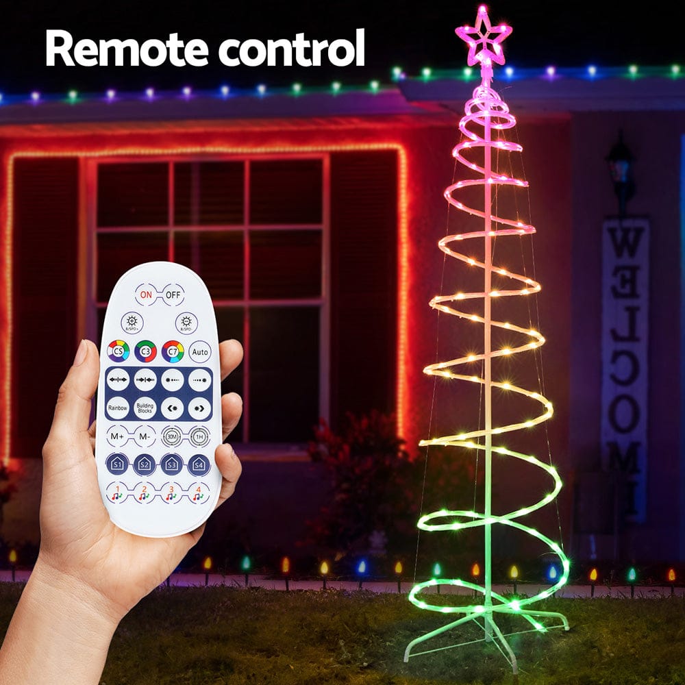 Jingle Jollys Christmas Tree 1.8m 100 RGB LED Rope Lights Xmas Trees Decoration - SportZone.co.nz