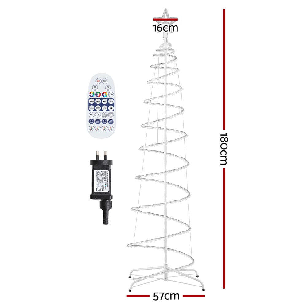 Jingle Jollys Christmas Tree 1.8m 100 RGB LED Rope Lights Xmas Trees Decoration - SportZone.co.nz