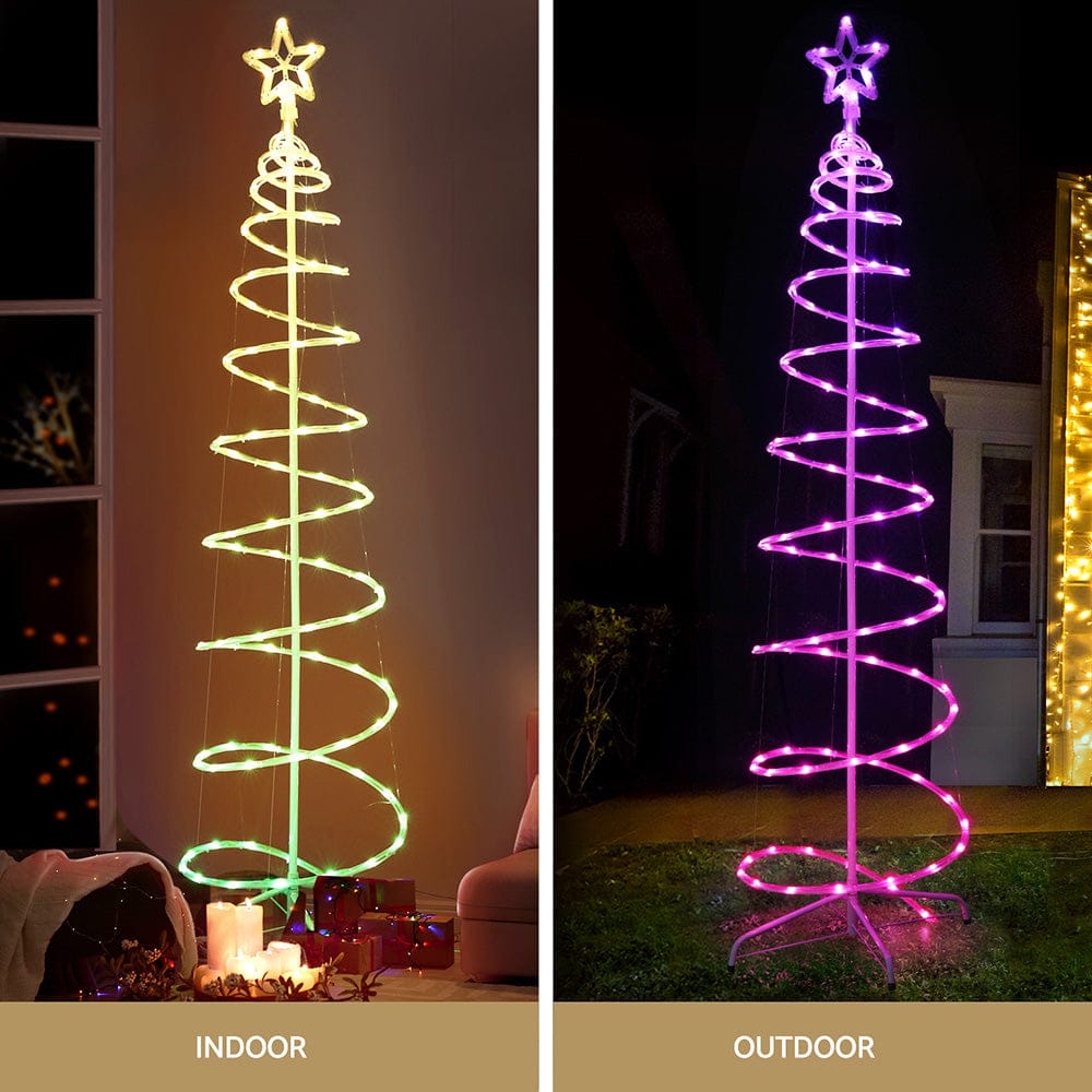 Jingle Jollys Christmas Tree 1.8m 100 RGB LED Rope Lights Xmas Trees Decoration - SportZone.co.nz